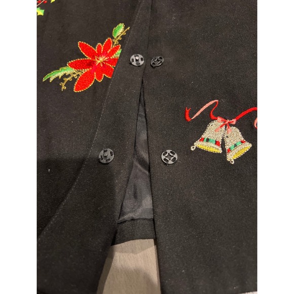 MAK New York Black Suede Feel Embroidered Blazer Jacket Womens Size 14 Christmas - Picture 6 of 7